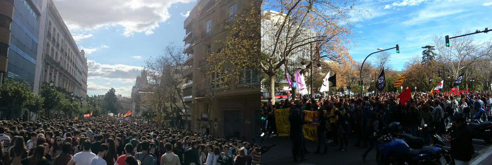 Fotografies de la manifestació multitudinària a València